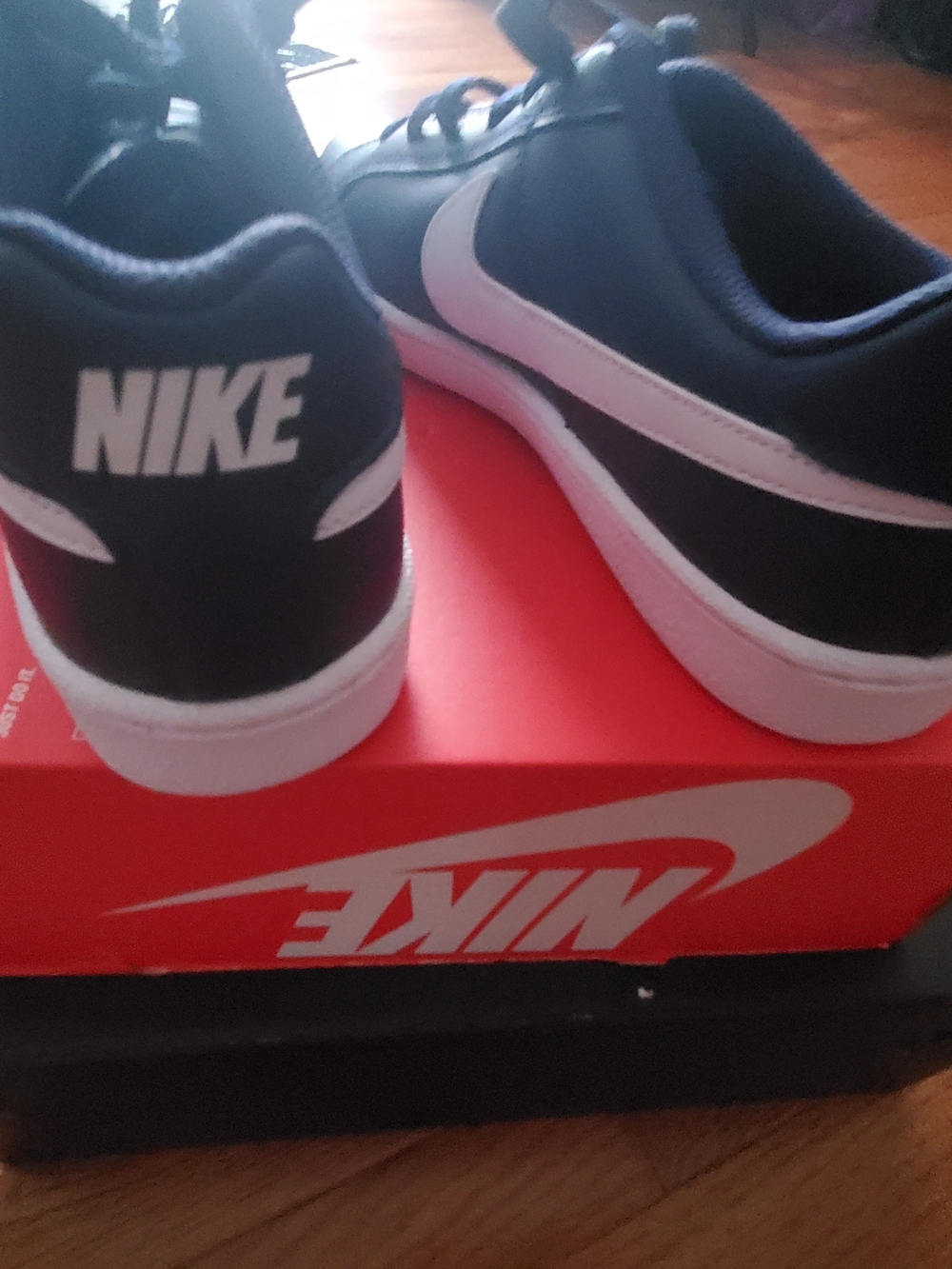 Nike Navy Blue and White Women's Low-Top Swoosh Sneakers (New)